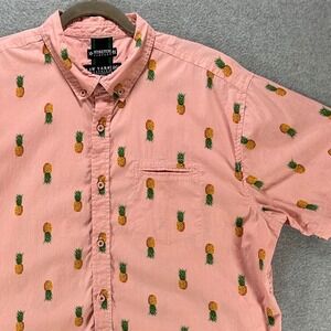 Raw Yarn Industries Button Down Shirt Mens 2X Pink Cotton Tropical Beachy